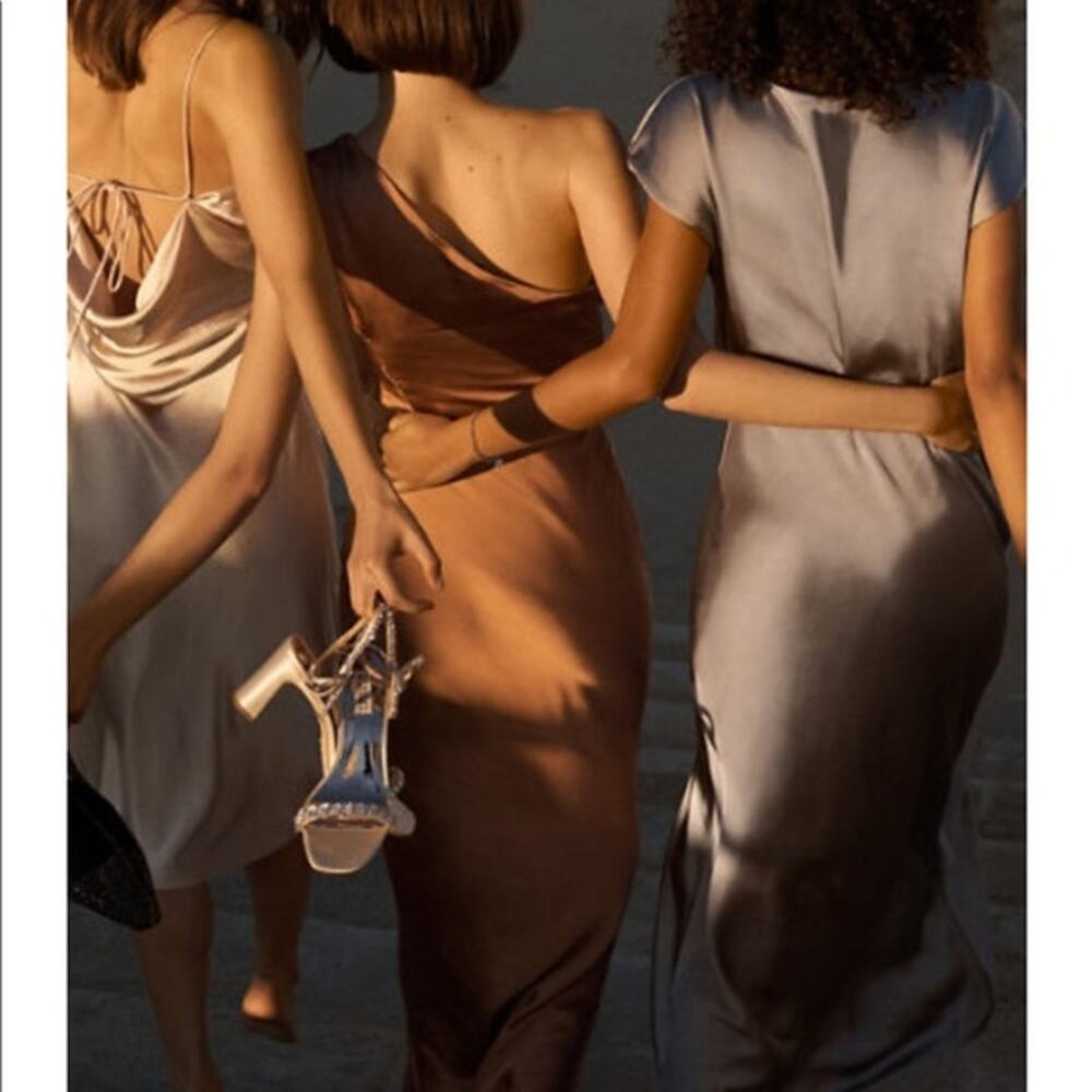 NWT Sachin & Babi Winter‎ Slip Dress in Gold Size 8 Satin Tie Back - Picture 14 of 14